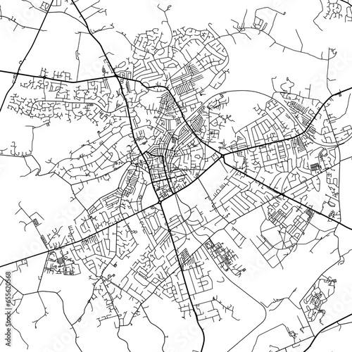 1:1 square aspect ratio vector road map of the city of  Harrogate in the United Kingdom with black roads on a white background.