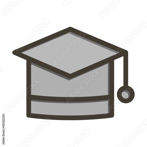 Mortar Board Vector Thick Line Filled Colors Icon Design