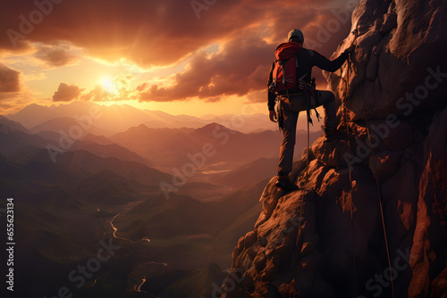 climbing a mountain with beautiful views Made with Generative AI