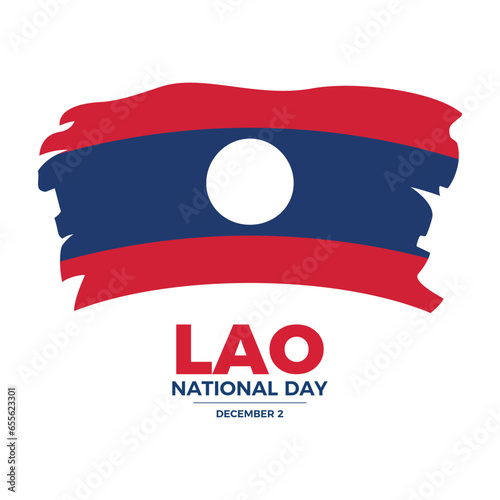 Lao National Day poster vector illustration. Paintbrush flag of laos icon vector isolated on a white background. Grunge laotian flag design element. December 2 every year. Important day