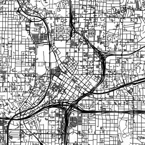 1:1 square aspect ratio vector road map of the city of  Atlanta center Georgia in the United States of America with black roads on a white background.