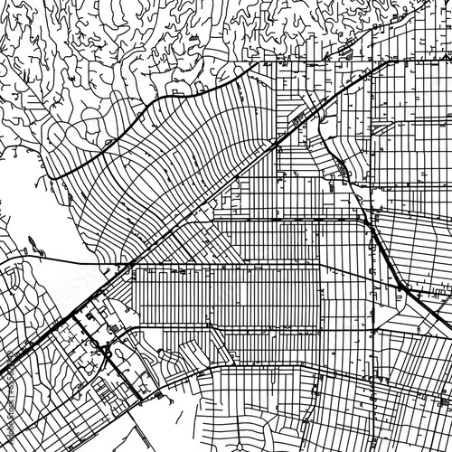 1:1 square aspect ratio vector road map of the city of  Beverley Hills California in the United States of America with black roads on a white background.