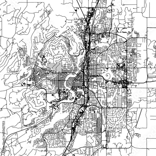 1:1 square aspect ratio vector road map of the city of  Bend Oregon in the United States of America with black roads on a white background.