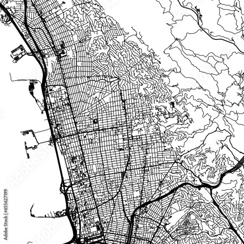 1:1 square aspect ratio vector road map of the city of  Berkeley California in the United States of America with black roads on a white background.