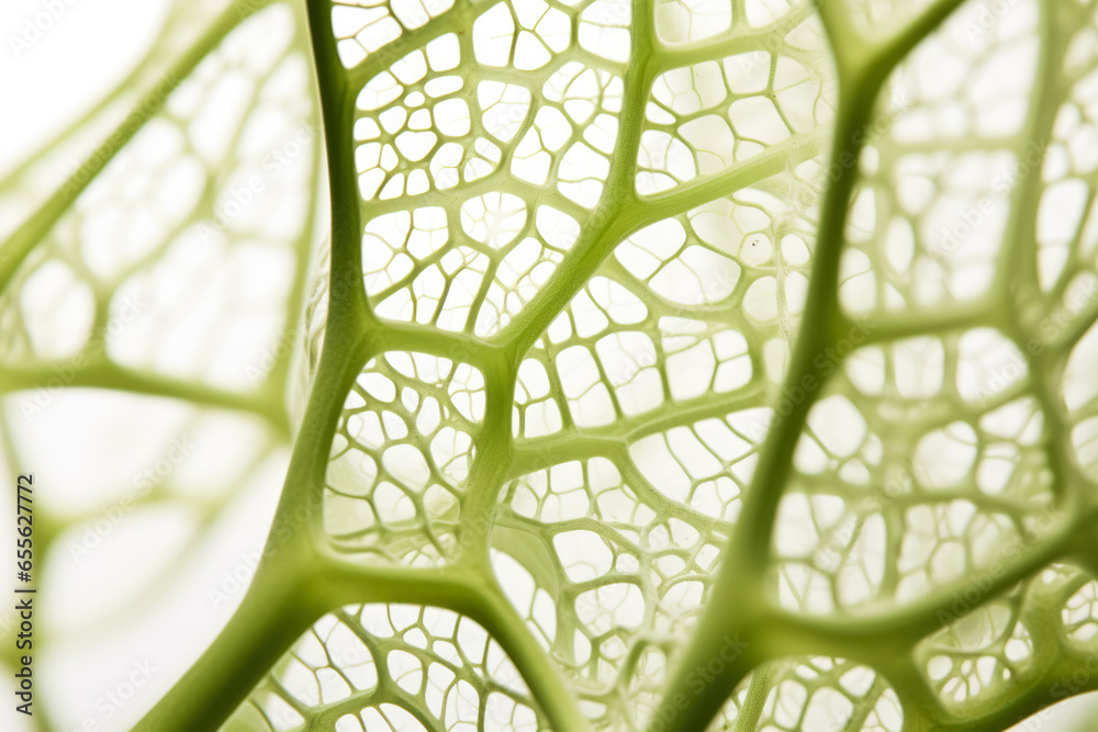 Close-up image of cellular plant structures isolated on a white background  - obrazy, fototapety, plakaty 