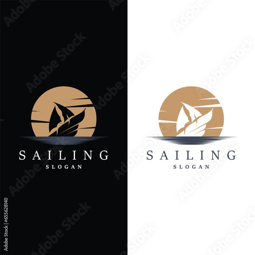 Simple Sailboat Logo Design, Symbol Vector Template