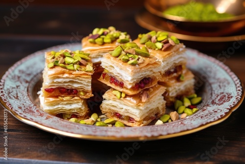 turkish baklava on a colorful plate