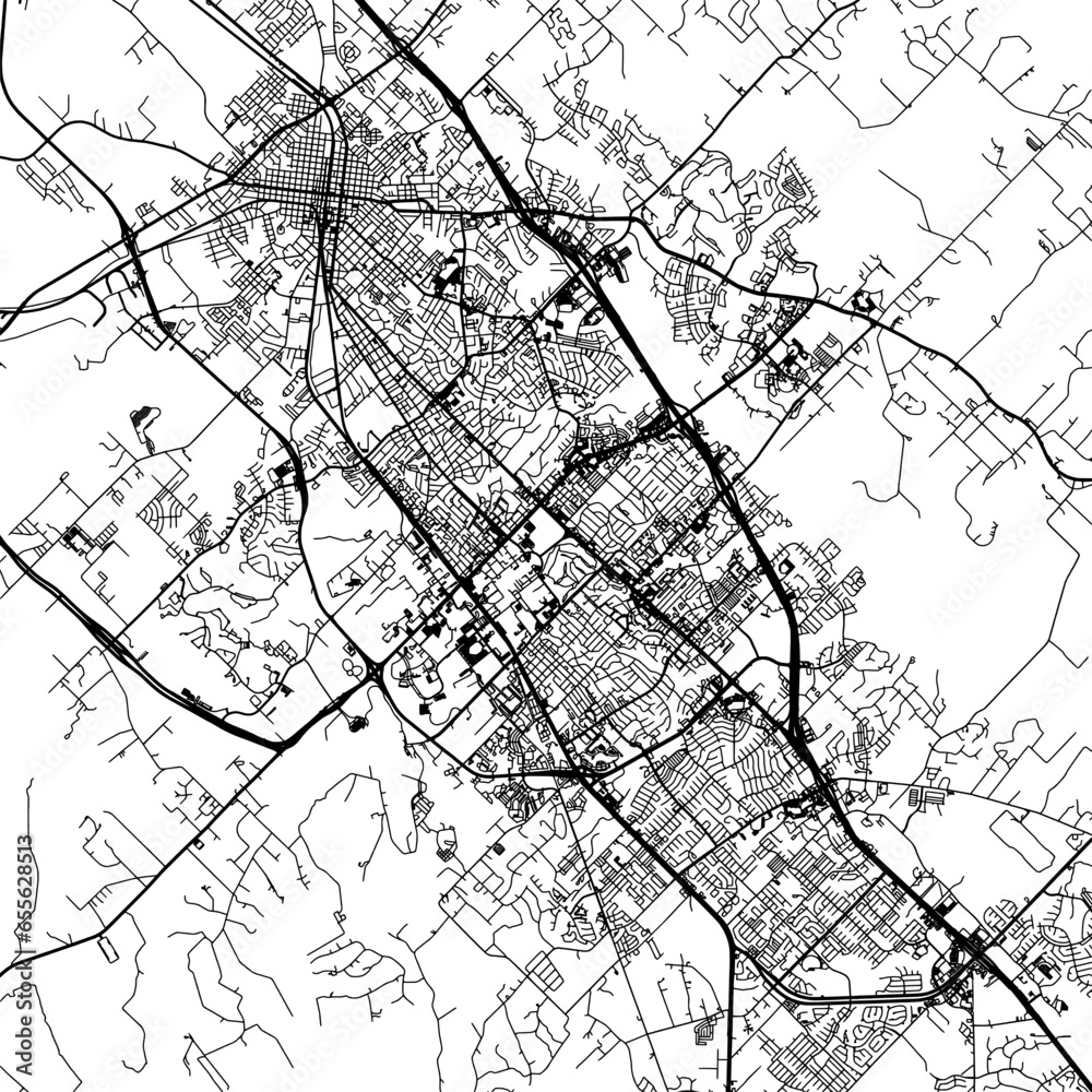 1:1 square aspect ratio vector road map of the city of  College Station Texas in the United States of America with black roads on a white background.