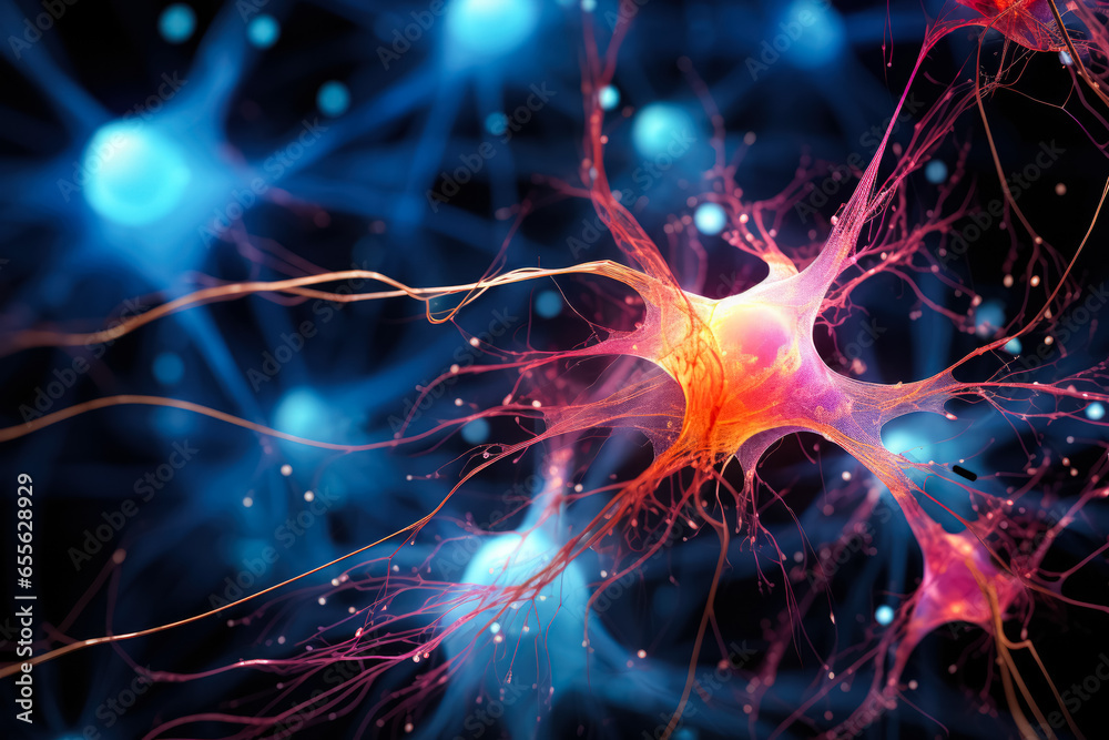 Exceptionally zoomed macro images of neural cells in the human brain 