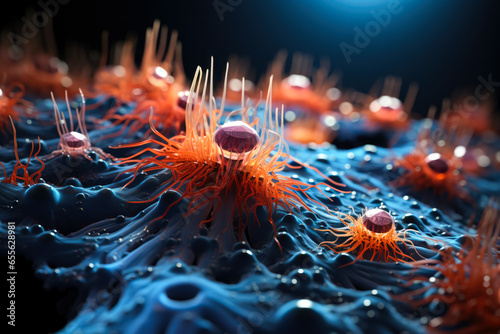 Intricate macro exploration of microscopic parasites under high-powered microscopic lens  photo