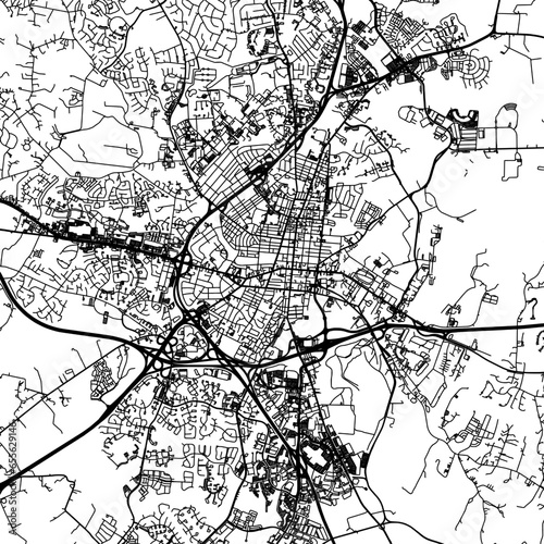 1:1 square aspect ratio vector road map of the city of Frederick Maryland in the United States of America with black roads on a white background.