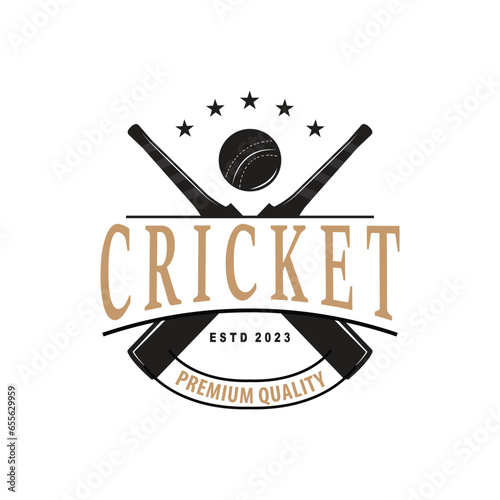 Cricket Sport Logo Design Vector Illustrator Template