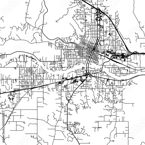 1:1 square aspect ratio vector road map of the city of  Grants pass Oregon in the United States of America with black roads on a white background.