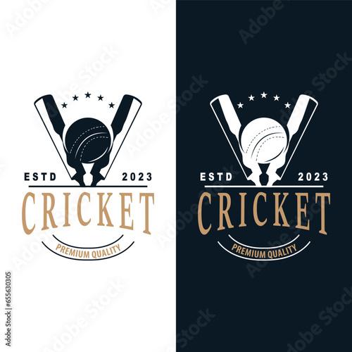 Cricket Sport Logo Design Vector Illustrator Template