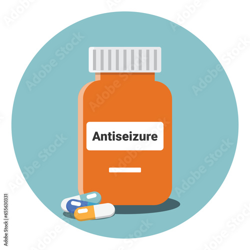 Antiseizure anticonvulsant medication drug vector illustration. Epilepsy treatment drug icon.
