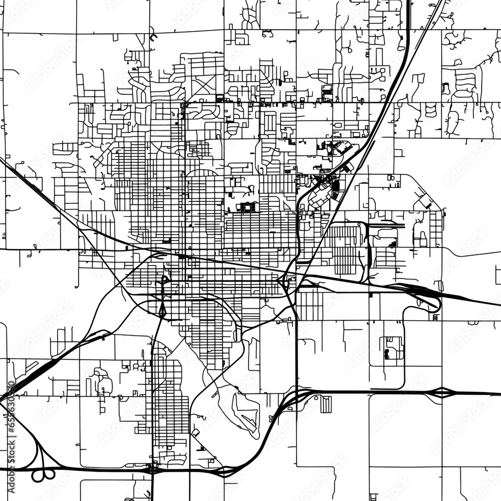 11 square aspect ratio vector road map of the city of Hutchinson