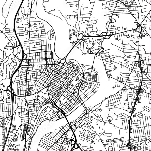 1:1 square aspect ratio vector road map of the city of  Holyoke Massachusetts in the United States of America with black roads on a white background. photo