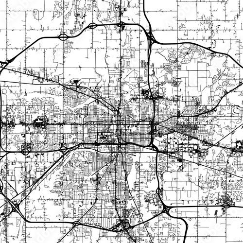 1:1 square aspect ratio vector road map of the city of  Lansing Michigan in the United States of America with black roads on a white background.