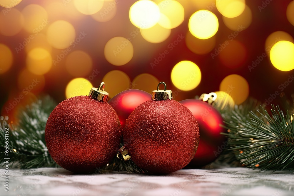 Merry Christmas ornament plant red and yellow blurry background border arrangement Merry Christmas ornament plant red and yellow blurry background border arrangement