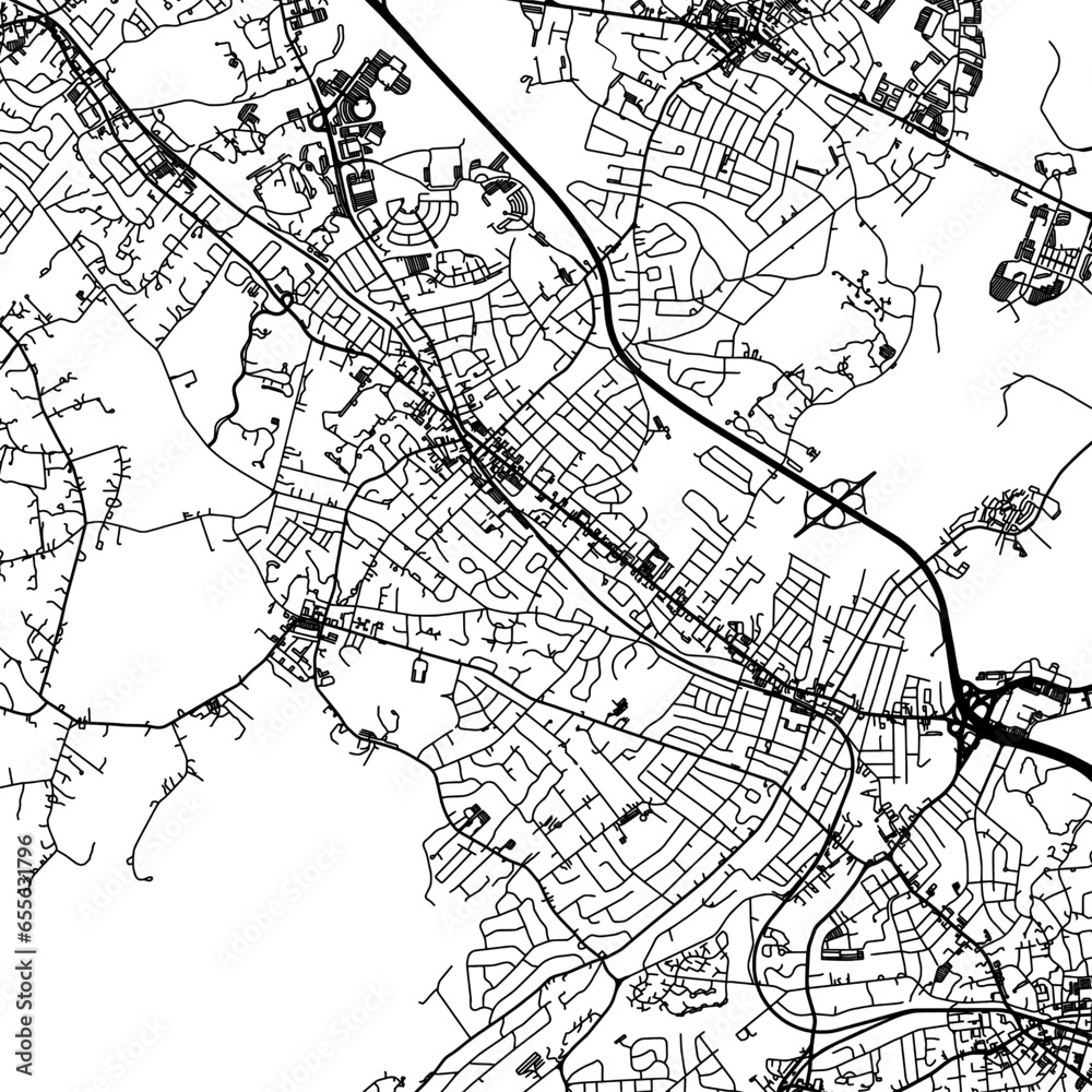 1:1 square aspect ratio vector road map of the city of  Madison New Jersey in the United States of America with black roads on a white background.