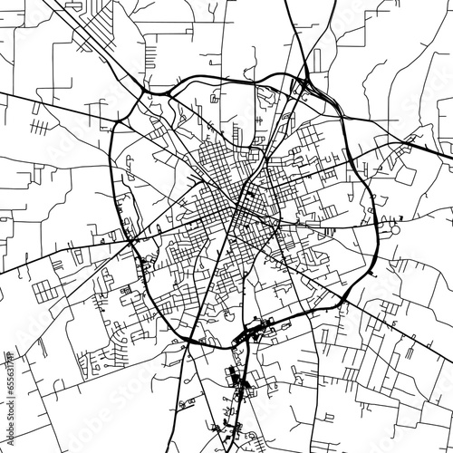1:1 square aspect ratio vector road map of the city of  Lufkin Texas in the United States of America with black roads on a white background. photo