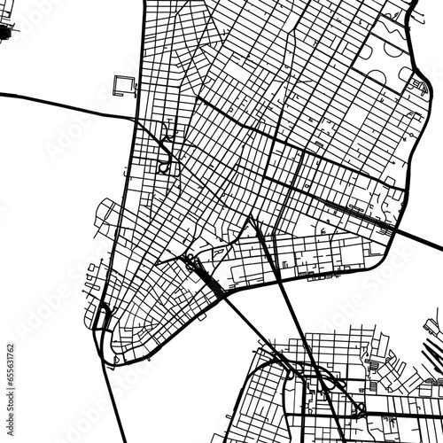 1:1 square aspect ratio vector road map of the city of  Lower Manhattan New York in the United States of America with black roads on a white background.