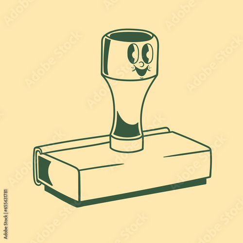 Vintage character design from rubber stamp wood