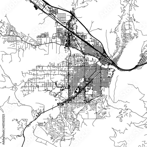 1:1 square aspect ratio vector road map of the city of  Missoula Montana in the United States of America with black roads on a white background.