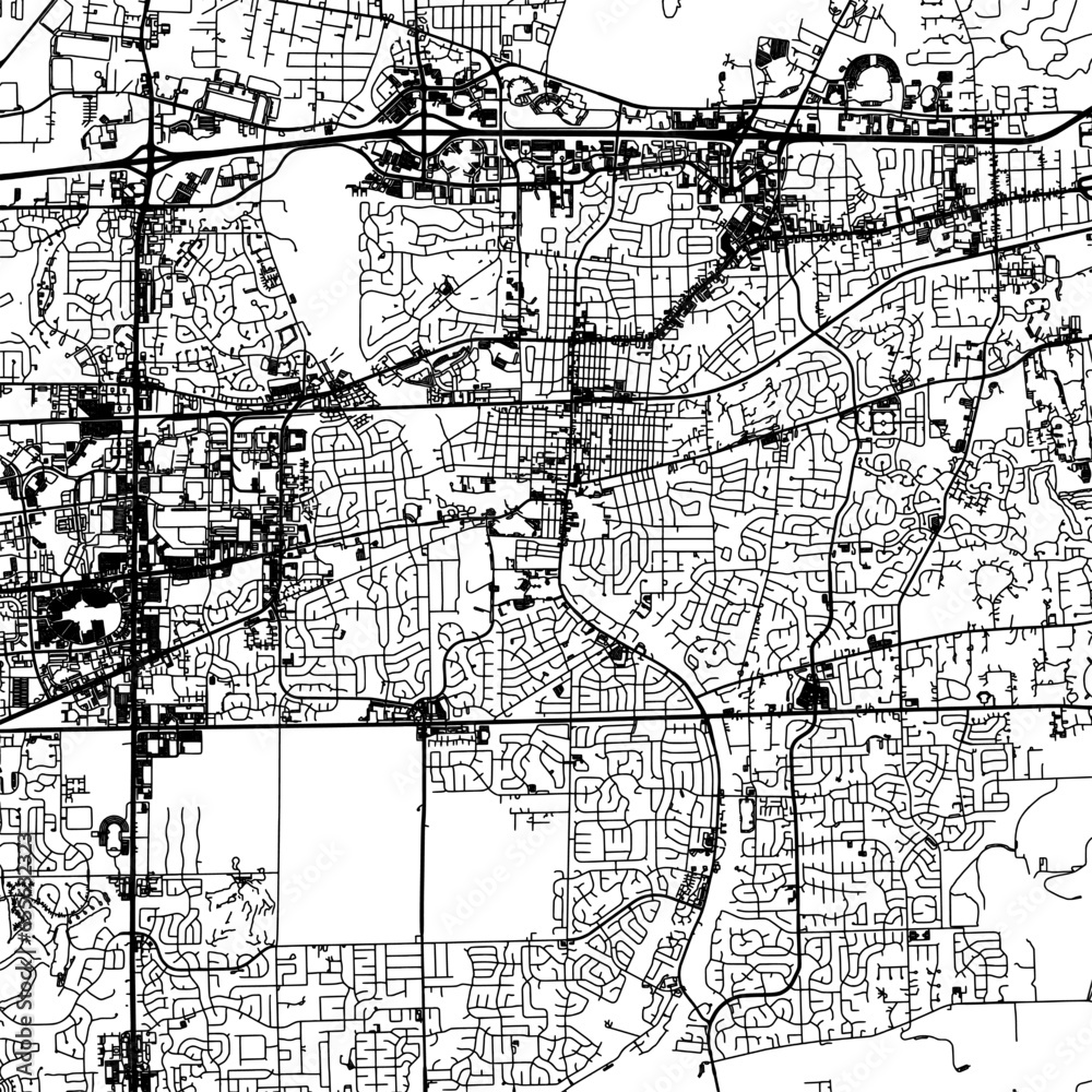 1:1 square aspect ratio vector road map of the city of  Naperville Illinois in the United States of America with black roads on a white background.