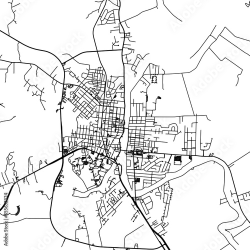 1:1 square aspect ratio vector road map of the city of Natchitoches Louisiana in the United States of America with black roads on a white background.