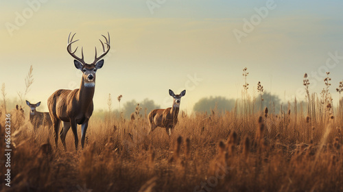 Fotografia A captivating shot of wildlife in their natural prairie habitat with space for t