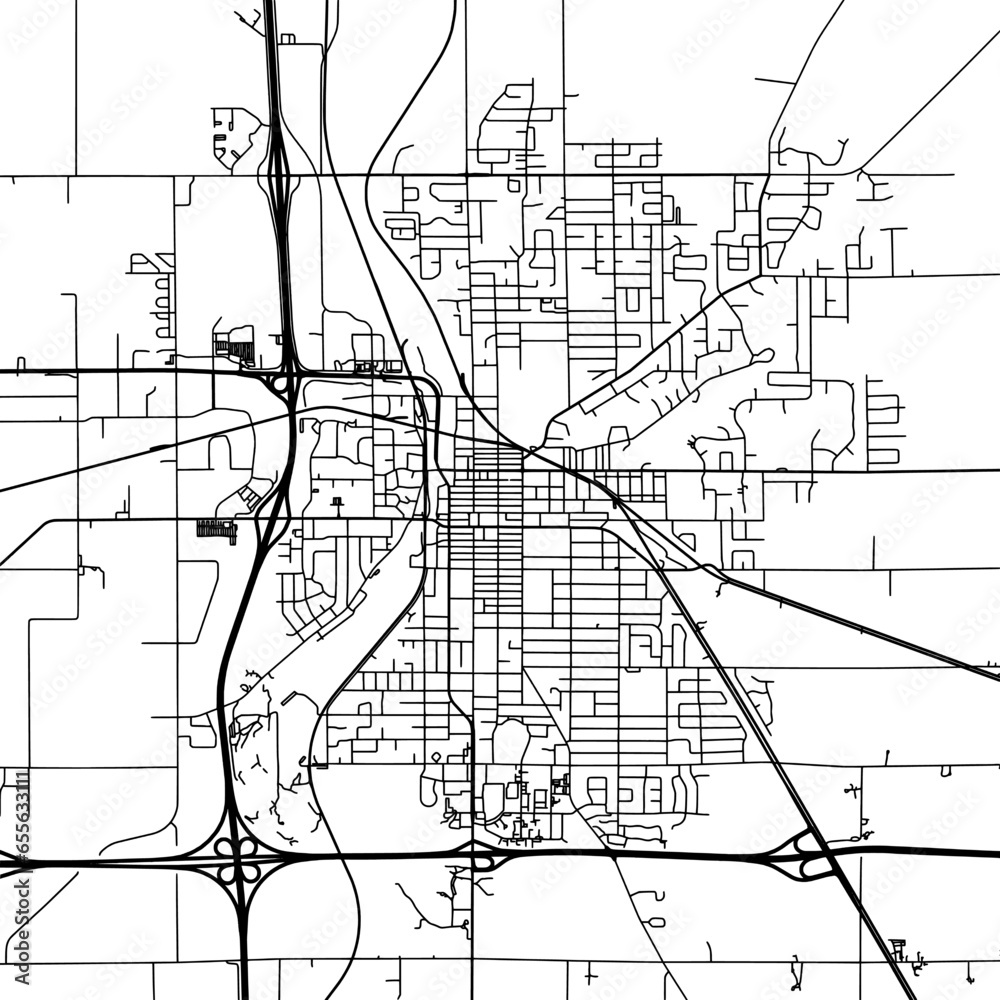 Obraz premium 1:1 square aspect ratio vector road map of the city of Owatonna Minnesota in the United States of America with black roads on a white background.