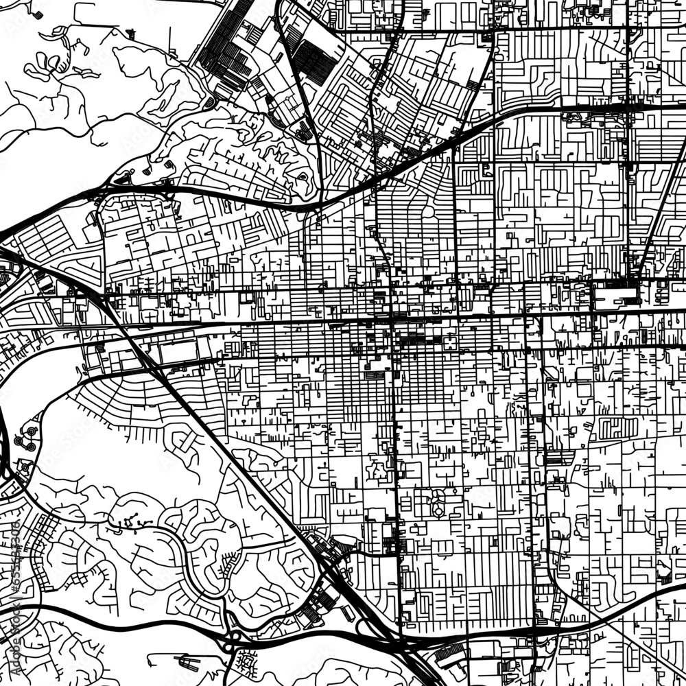 1:1 square aspect ratio vector road map of the city of Pomona ...