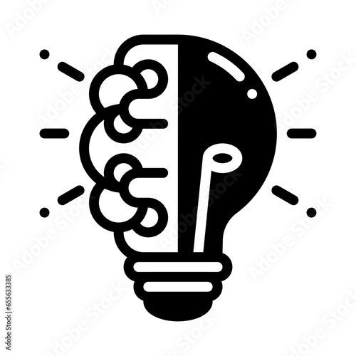 Fotografi Creative mind icon represented with lamp and brain