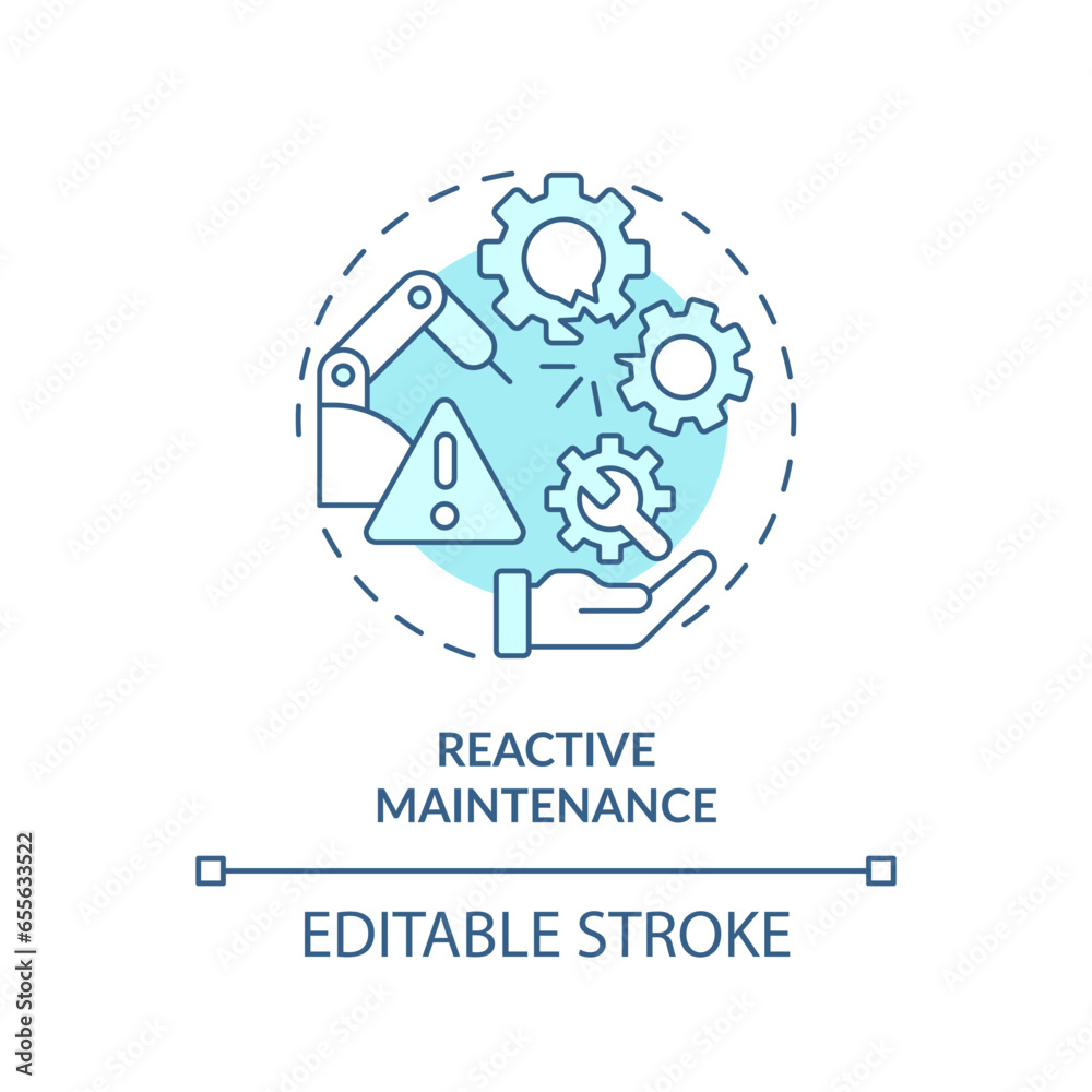 2D editable blue icon reactive maintenance concept, isolated vector, predictive maintenance thin line monochromatic illustration. 2D editable blue icon reactive maintenance concept, isolated vector, predictive maintenance thin line monochromatic illustration.