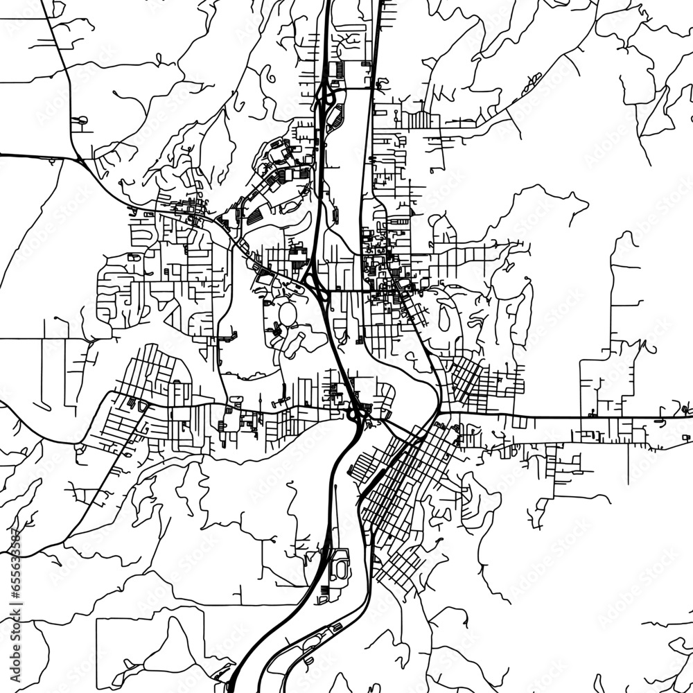 1:1 Square Aspect Ratio Vector Road Map Of The City Of Roseburg Oregon 