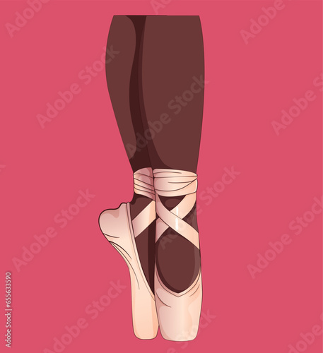 Pink pointe shoes for ballPink pointe shoes for ballet. Dancing. Freedom. Self-expression. Icon. Vector. Ballet. Isolated on white background.et. Vector illustration