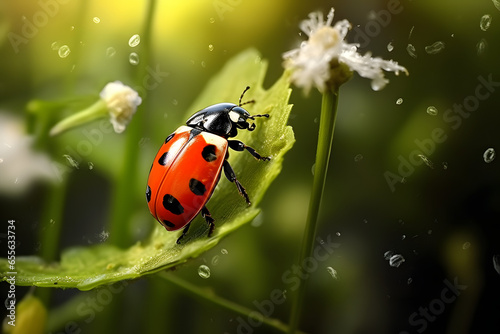 koksi beetle on a leaf photography style photo