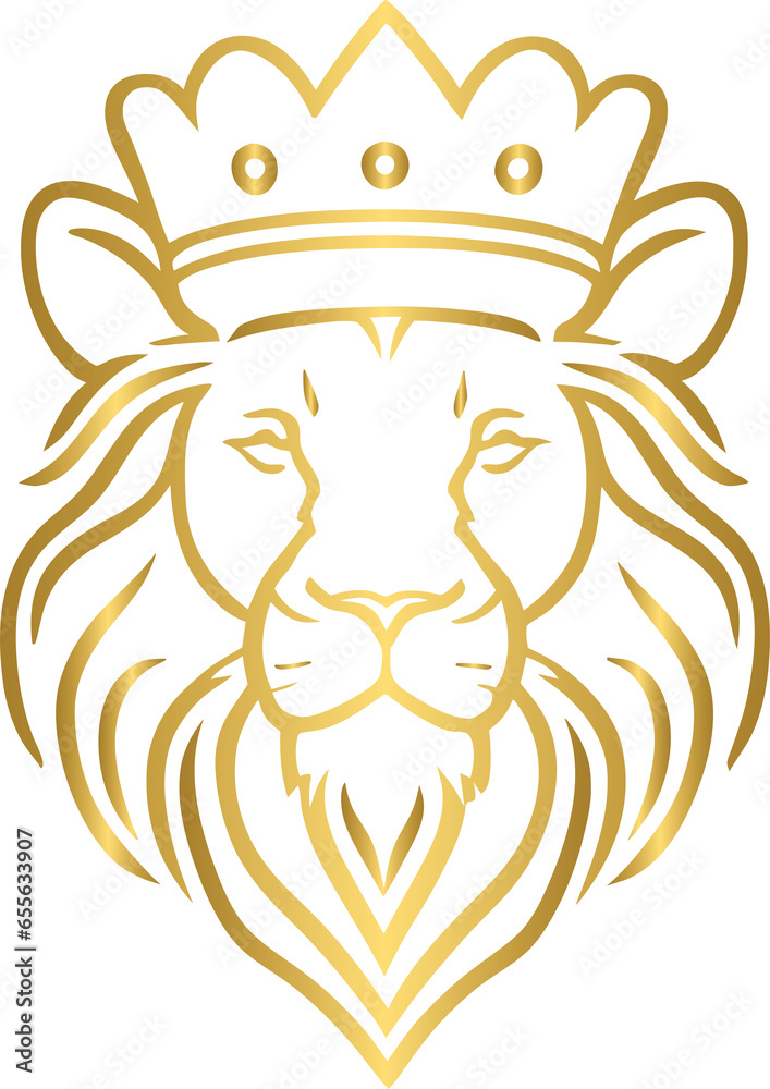 Obraz premium Golden lion with crown