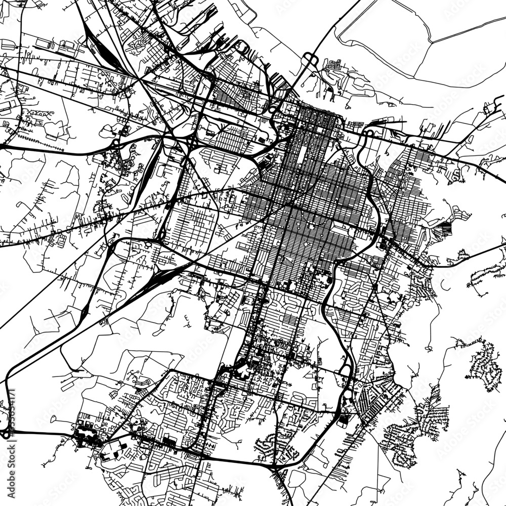 1:1 square aspect ratio vector road map of the city of  Savannah Georgia in the United States of America with black roads on a white background.