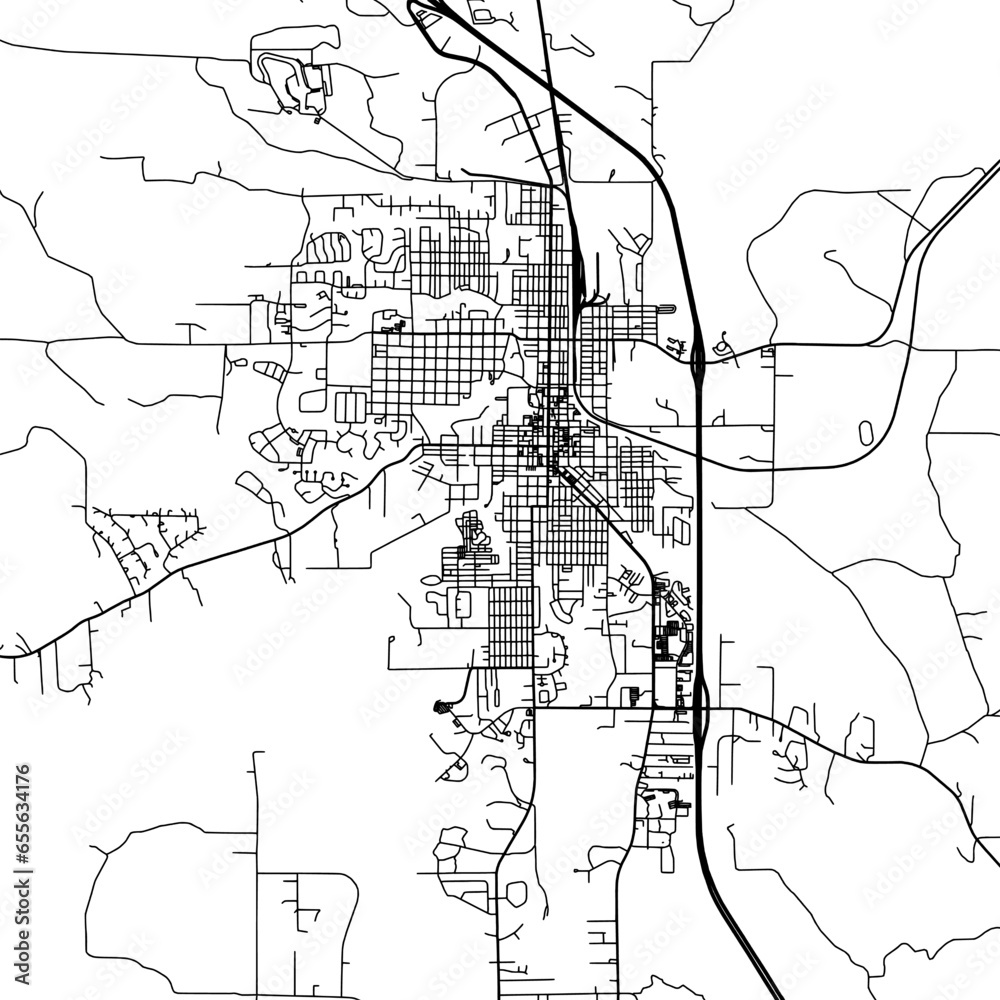 Naklejka premium 1:1 square aspect ratio vector road map of the city of Sheridan Wyoming in the United States of America with black roads on a white background.