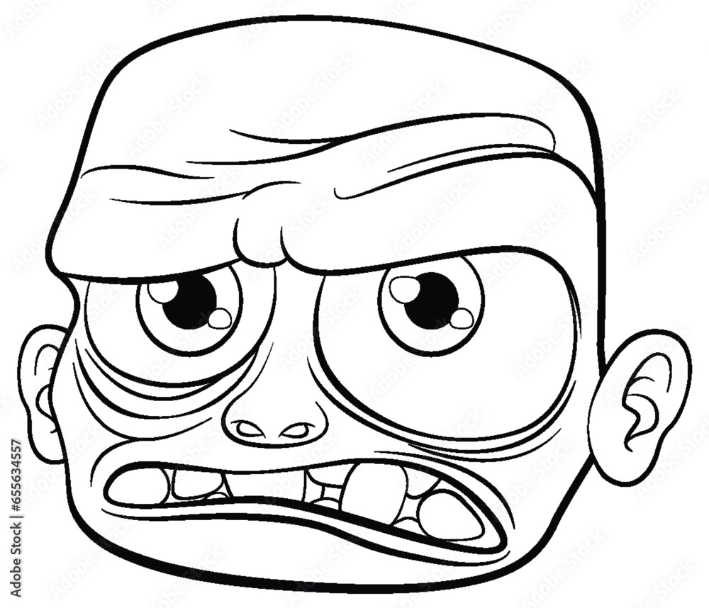 Obraz premium Grumpy Old Man Cartoon Illustration Outline