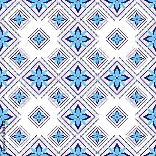 Blue flowers of seamless patterns