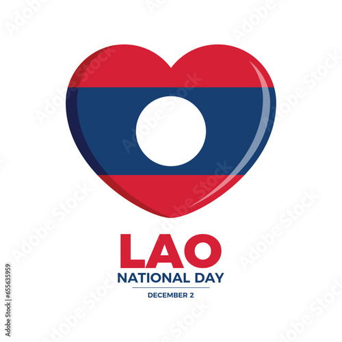 Free Download Lao National Day poster vector illustration. Flag of laos in heart shape icon vector isolated on a white background. Laotian flag graphic design element. December 2 every year. Important day - GFXLoad