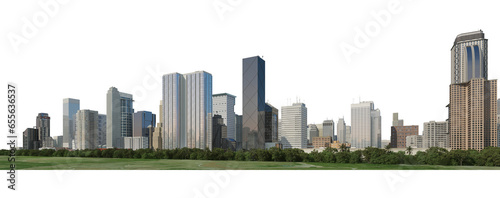 Panorama view of high-rise cities On a transparent background #655636537