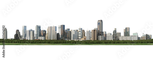 Panorama view of high-rise cities On a transparent background #655636582