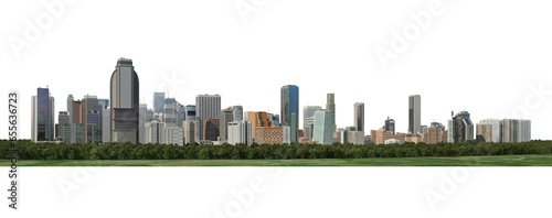 Panorama view of high-rise cities On a transparent background #655636723
