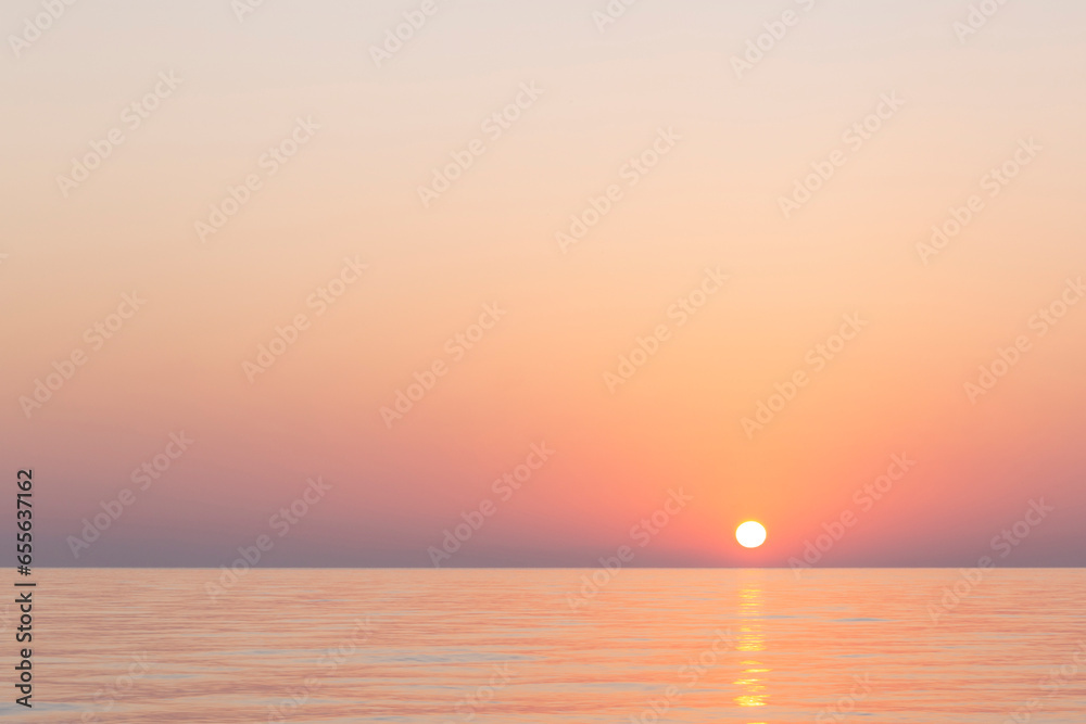 sun rising above Mediterranean sea at summer - obrazy, fototapety, plakaty 