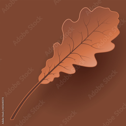 Vector autumn paper cut 3d oak leaf with shadow on brown background. Fall cut out design elements for presentation, banner, cover, web, flyer, card, sale, poster, slide and social media