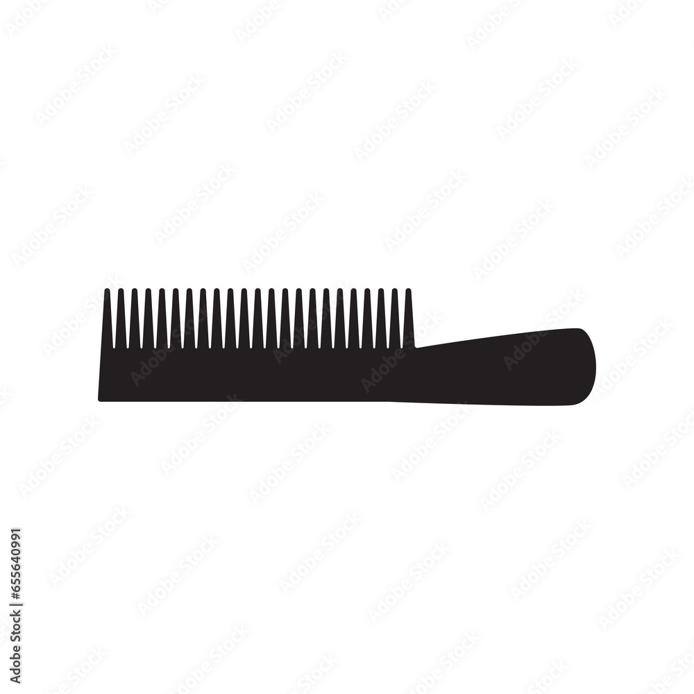 Comb Icon, Barber Symbol, Haircut Logo Silhouette, Hairbrush Sign, Grooming Service Shape